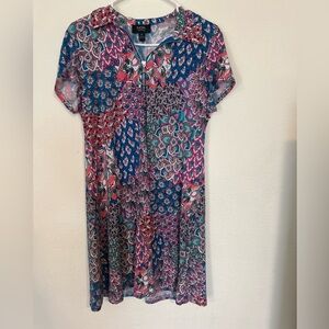 MSK Short Sleeve Dresses multi print dress size Petite large